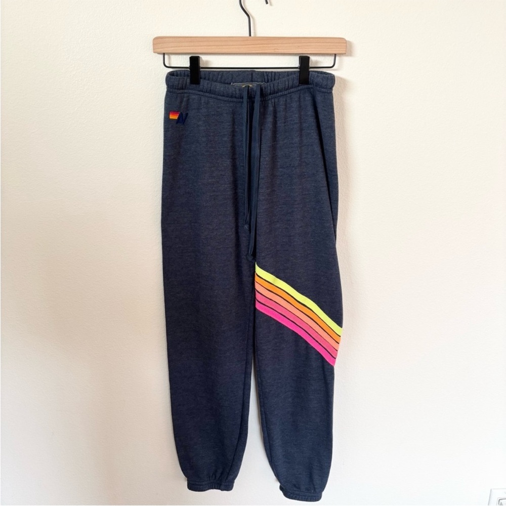 Like New Aviator Nation Diagonal 5 Stripe Sweatpants Joggers Size Small